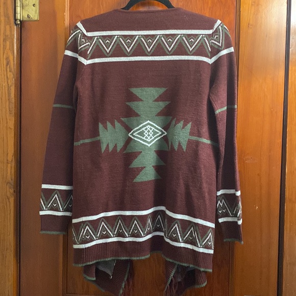 Dark Purple Tribal Print Cardigan - Picture 2 of 4